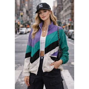 Aviat Sportif France Vintage Colorblock Windbreaker Full Zip